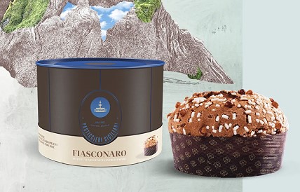 Panettone alle Nocciole - Hazelnut Panettone - shown with container