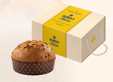 Panettone filled with Borsci s.marzano cream and packaging