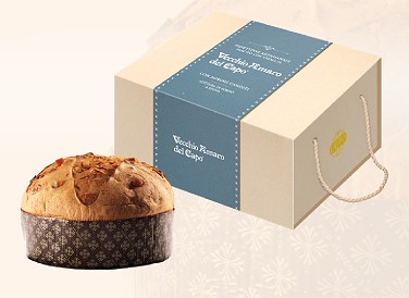 Panettone farcito con crema with packaging